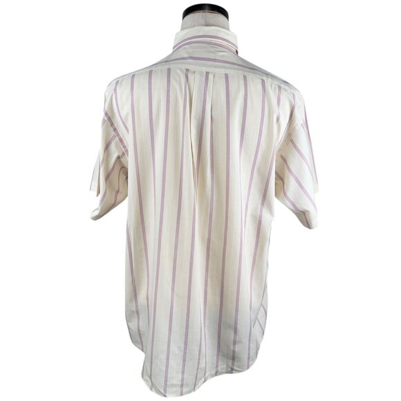 Evan Picone Vintage 80's Short Sleeve Striped Button Down Shirt Mens XL White - Picture 3 of 9
